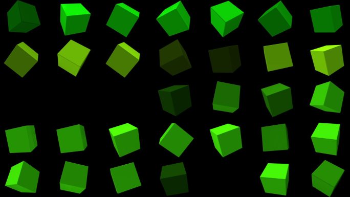 旋转的绿色立方体
