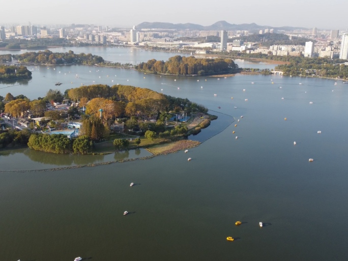 南京玄武湖360度全景俯瞰航拍