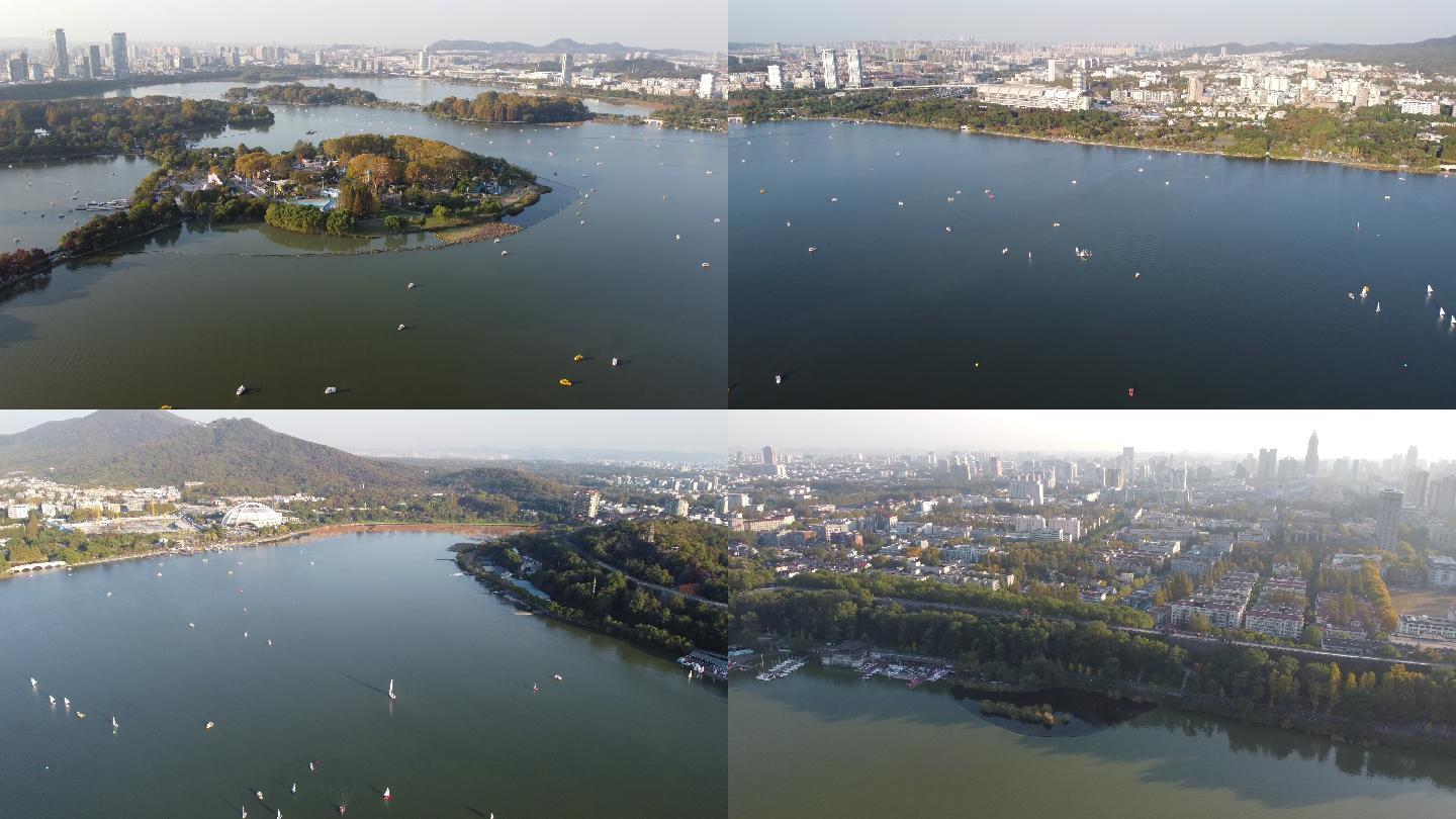 南京玄武湖360度全景俯瞰航拍