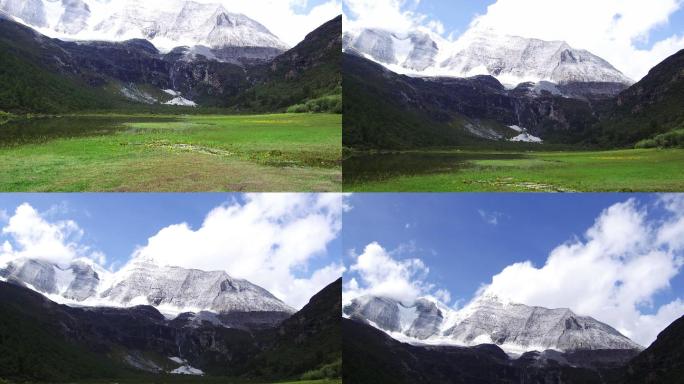 中国四川省稻城亚丁风景区的雪山。