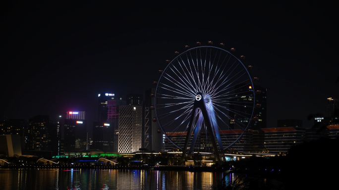 4k深圳欢乐港湾摩天轮夜景延时