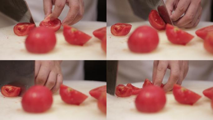 烫西红柿去皮切块  (2)
