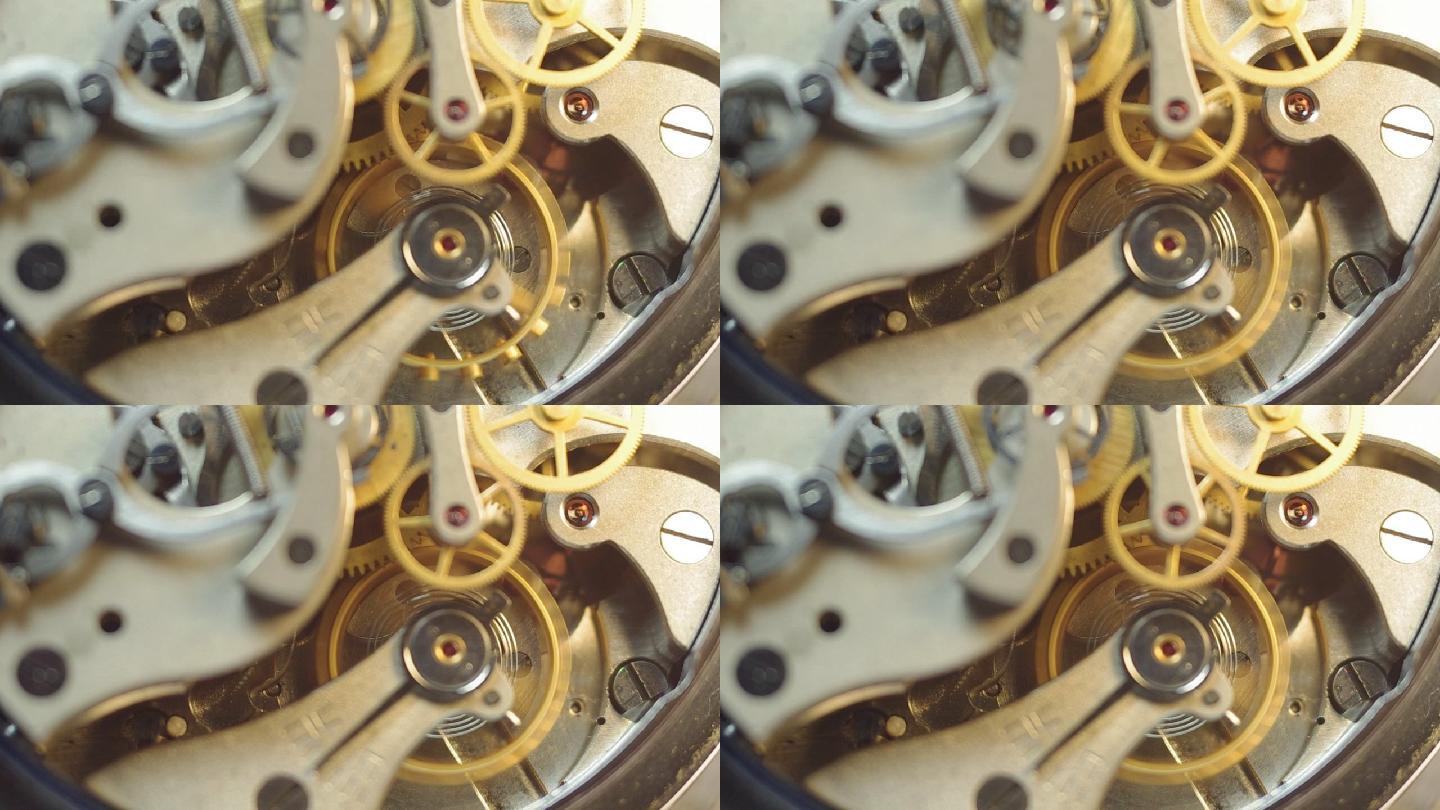 钟表内部的金属齿轮