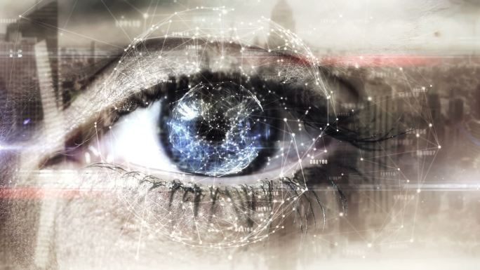 数字动画的眼睛扫描未来的界面