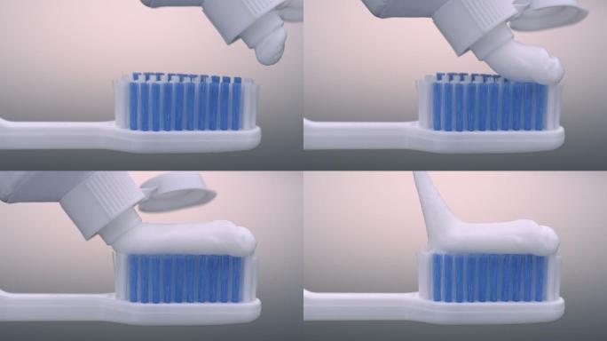 用高速摄影机拍摄牙刷上的牙膏。