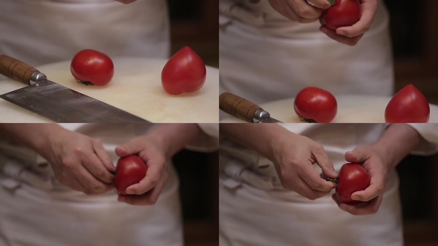 烫西红柿去皮切块  (3)