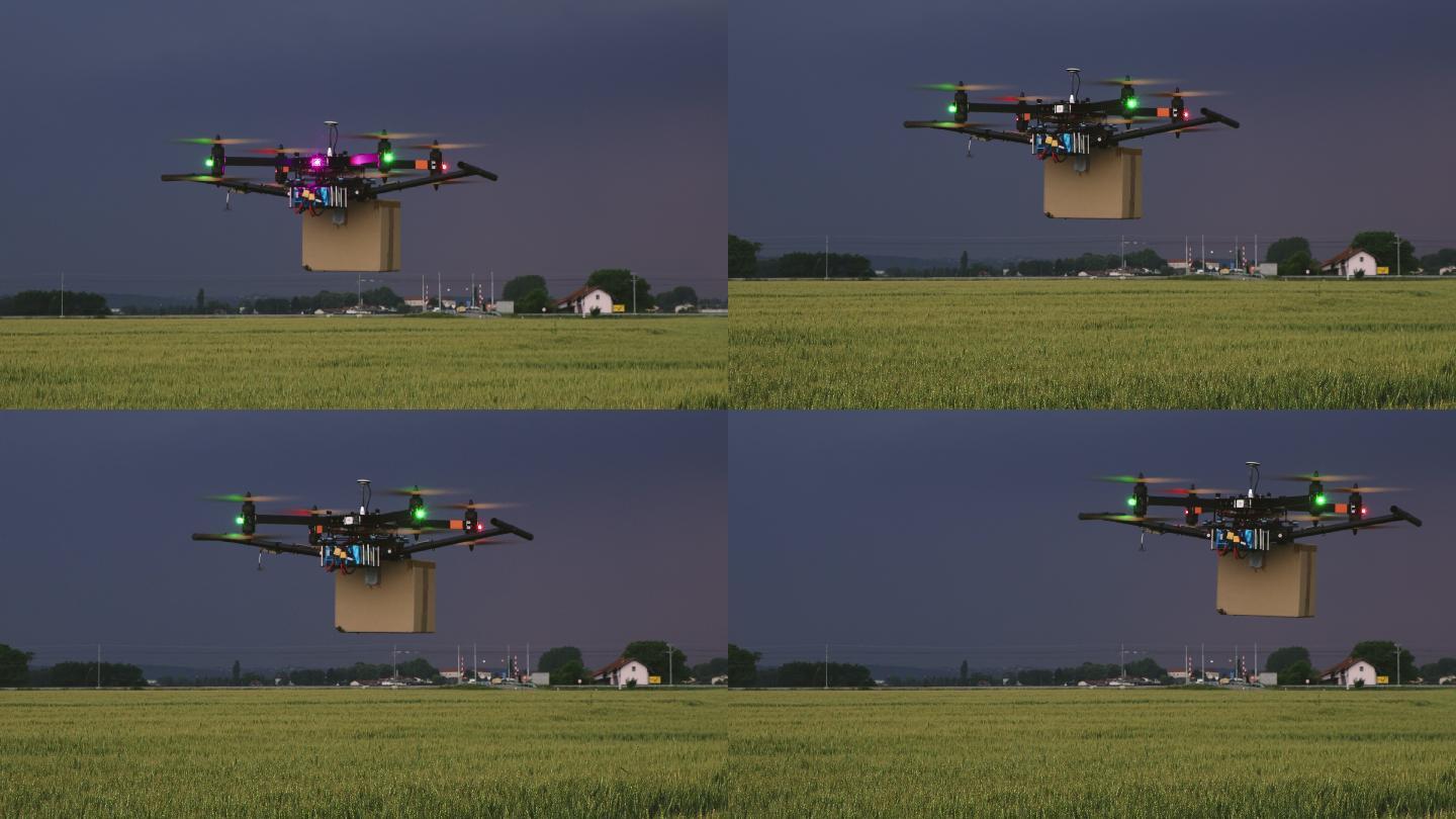 一架无人机正从麦田上空飞过