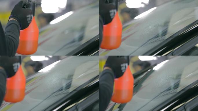 清洗挡风玻璃洗汽车车辆清洁实拍视频