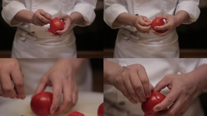 烫西红柿去皮切块  (8)