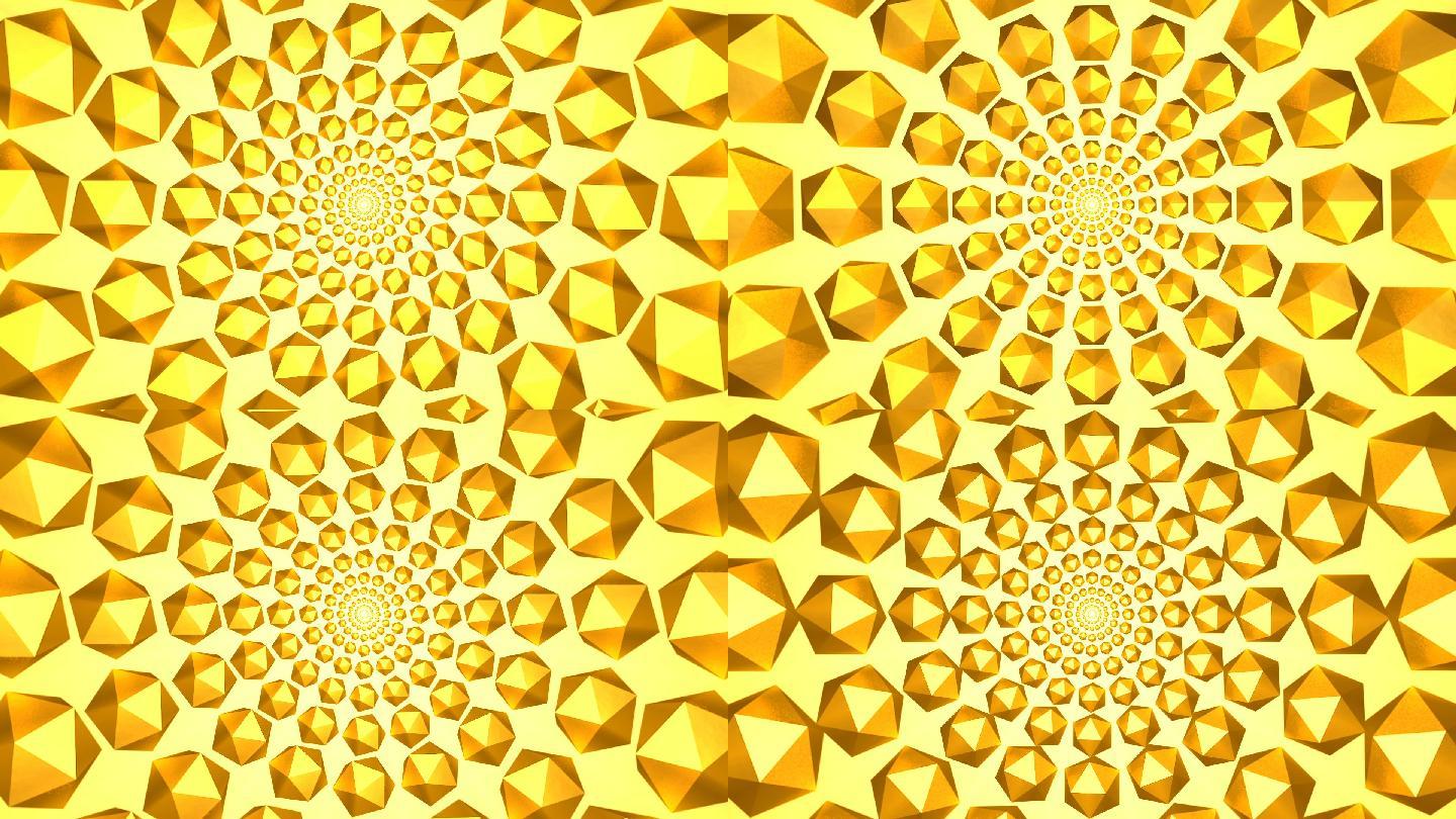 金色背景反射发光粒子。无缝循环
