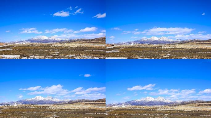 甘孜康定机场川西高原雪山蓝天白云延时