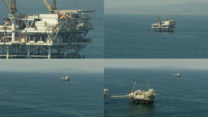 航拍海上的石油平台