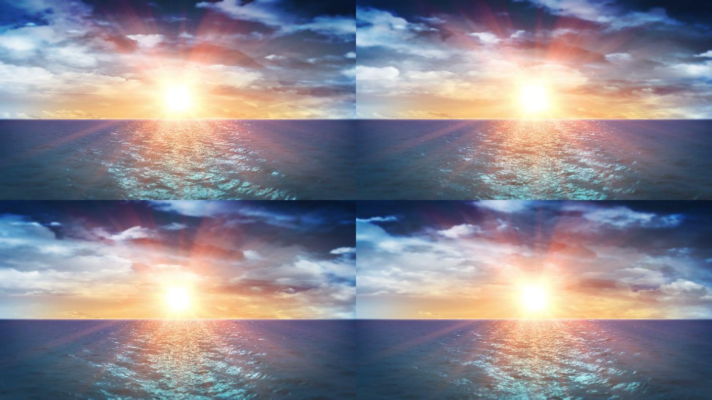 海面上日落的动画水面阳光变化