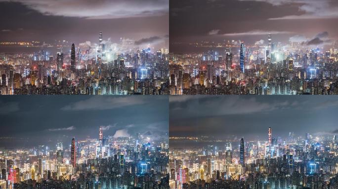 深圳梧桐山雨后云海夜景