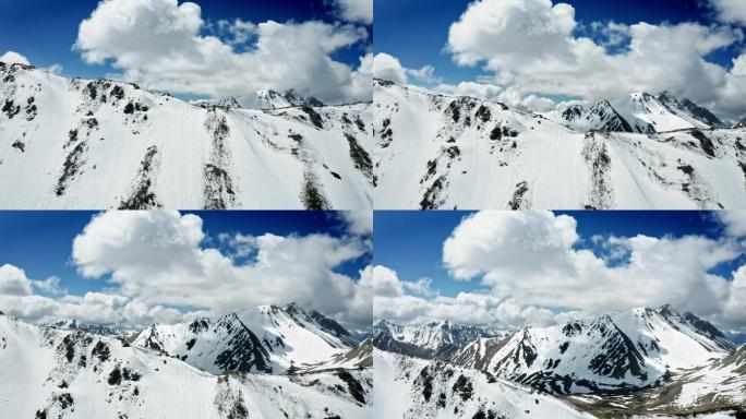 独库公路天山雪山航拍片段