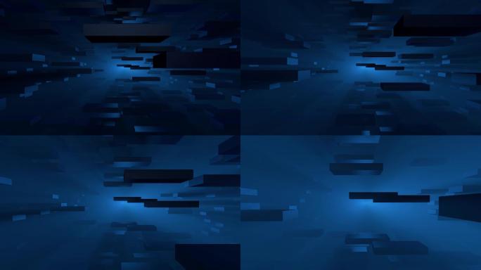 【4K时尚背景】蓝色3D粒子逆光炫酷暗光