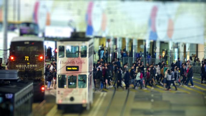 香港铜锣湾的夜间交通时间