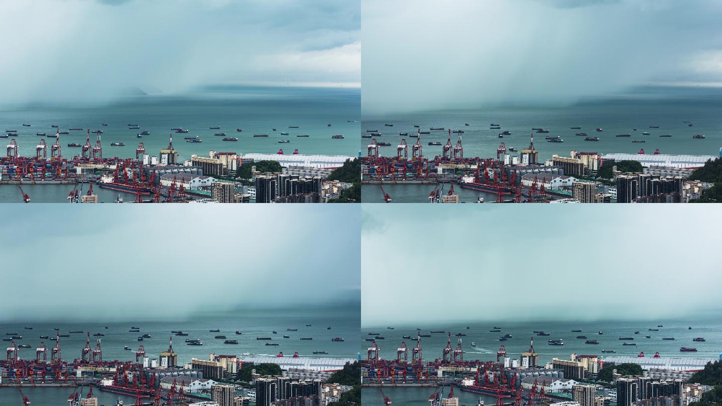 深圳蛇口港海上大雨