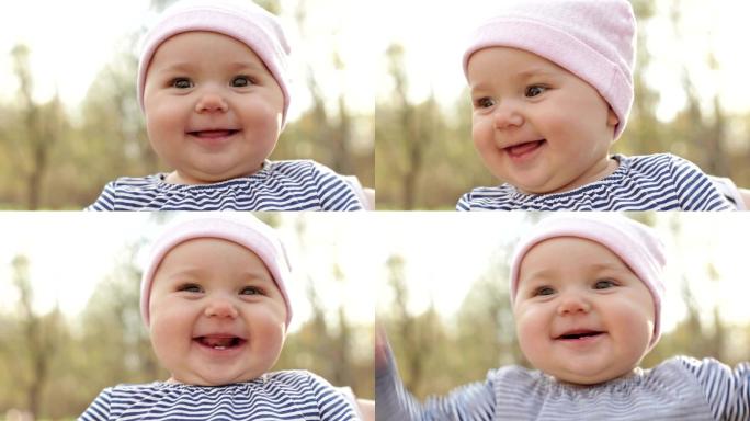 婴儿微笑特写婴儿微笑