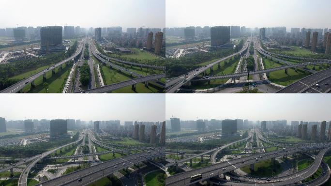 杭州滨江区中心区道路交叉口鸟瞰图
