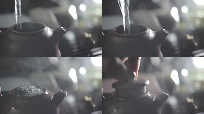 在水壶中倒水清凉常温视频素材热茶茶具