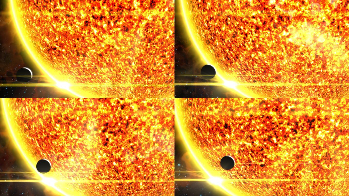 一个行星作为轨道在一个大的太阳或恒星前面