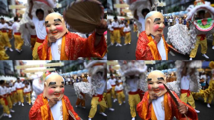 中国神在游行表演，高清1920 x 1080格式。