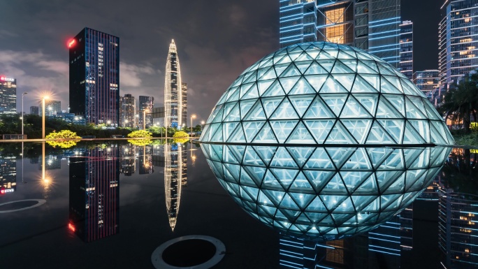 深圳中国钢结构博物馆入夜延时视频