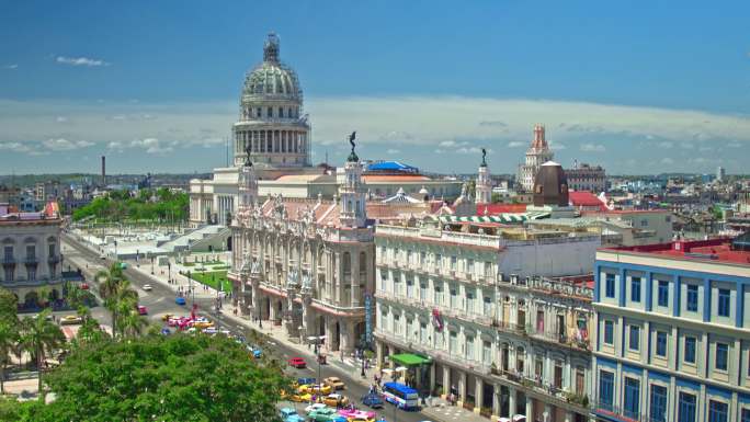 哈瓦那以国会大厦为背景的实时视频。