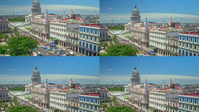 哈瓦那以国会大厦为背景的实时视频。