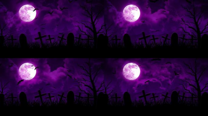 万圣节背景动画诡异邪恶势力紫色