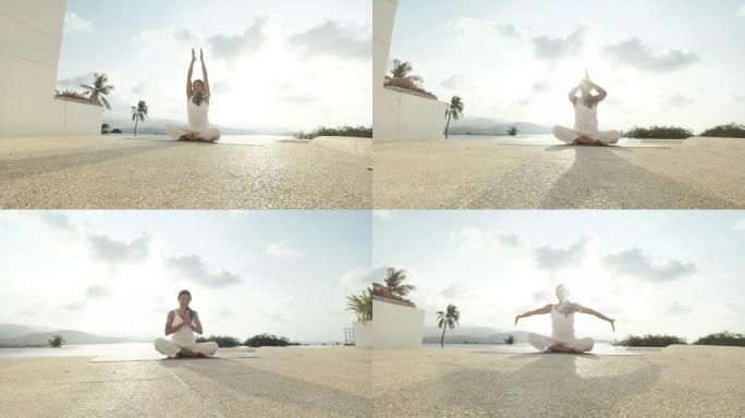 女人在做瑜伽运动城市形象宣传片美女锻炼身