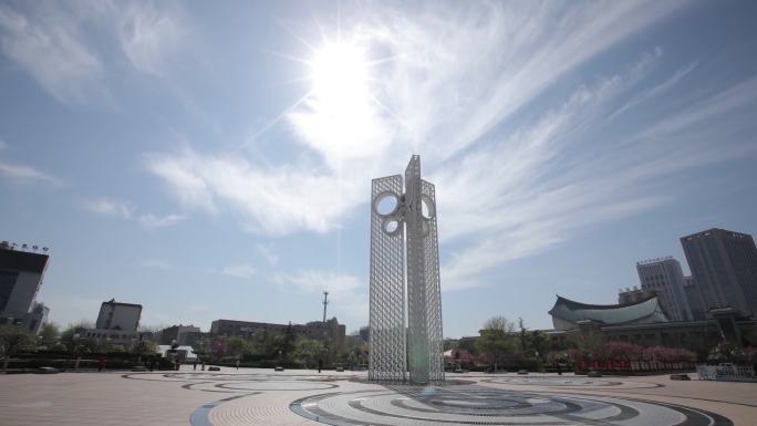 潍坊地标风筝广场雕塑延时4k
