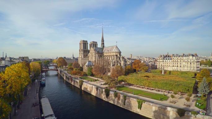 巴黎圣母院鸟瞰图主教座堂国际地标标志性建