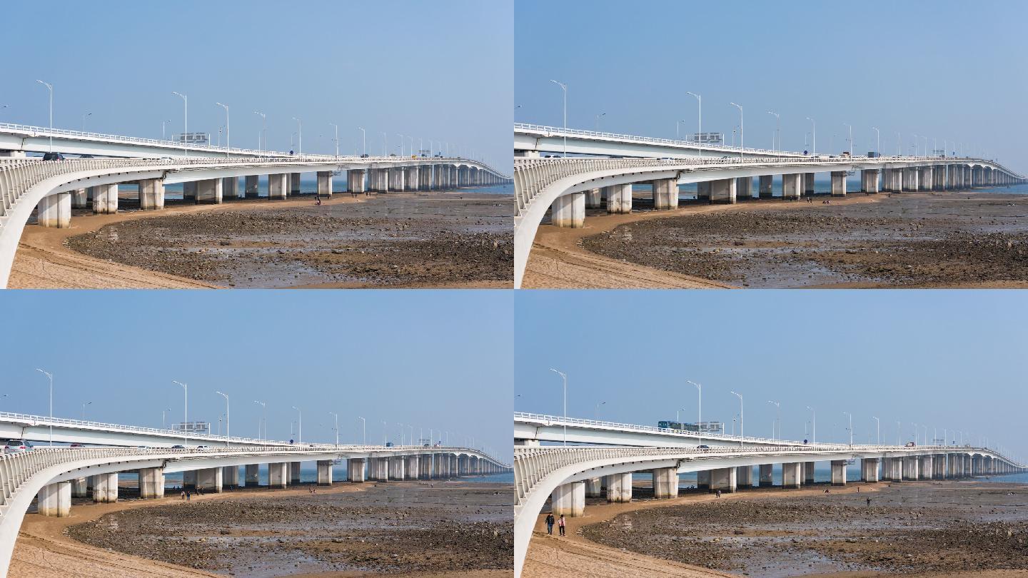 中国厦门海滨集美大桥上的汽车行驶