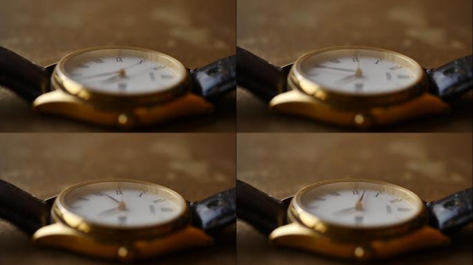 一个腕表的近距离拍摄在时间流逝。