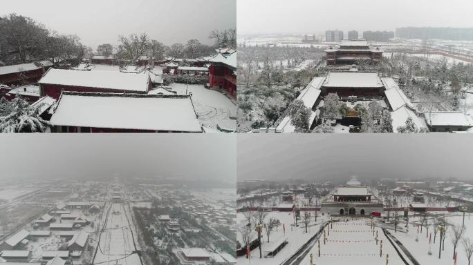 草堂寺雪景古观音禅寺陕西佛教古观音寺雪景