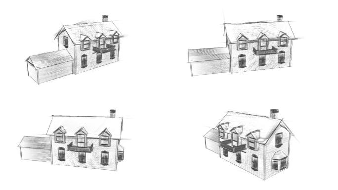 草图风格的房子动画