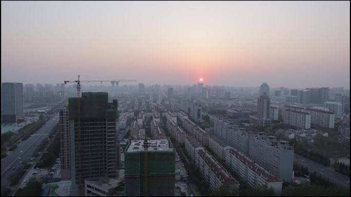 潍坊城区日落夜景延时4k