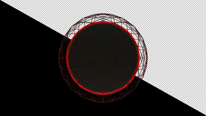 【4K时尚背景】黑红炫酷球体旋转透明通道