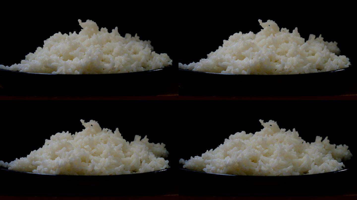 煮熟的米饭特写白米饭旋转摆拍
