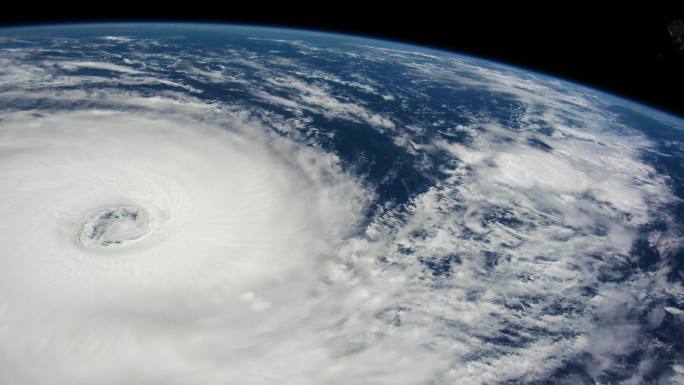 飓风风暴的卫星视图
