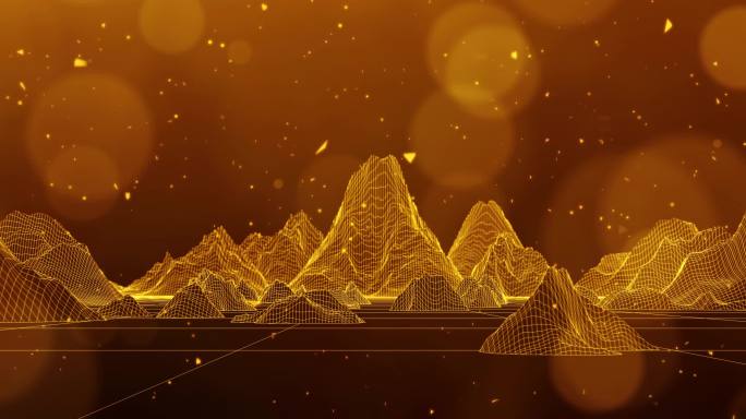 金色抽象粒子山脉线条穿梭晚会背景AE模板