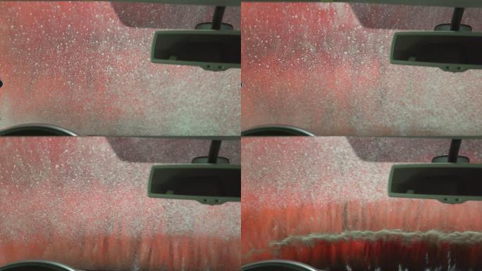 挡风玻璃被水清洗视频素材洗车服务洗车店洗