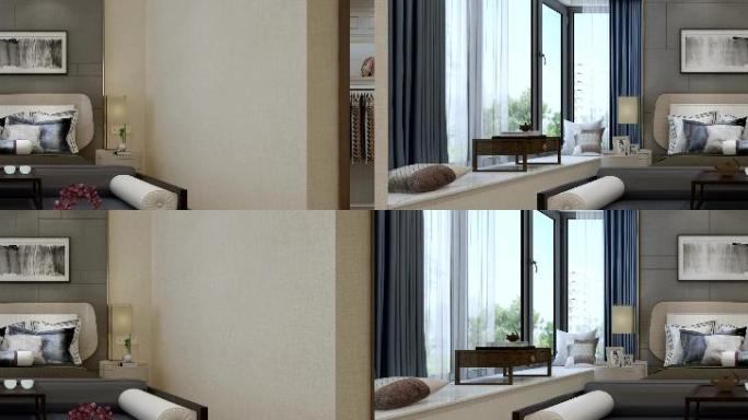 【三维动画】新中式卧室