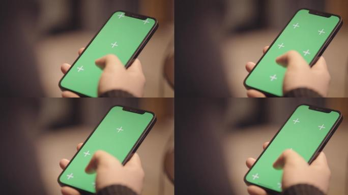 【8K正版素材】绿屏商务滑动手机近景固定