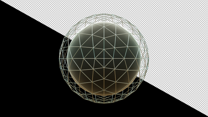 【4K时尚背景】黑金双层球体旋转透明通道