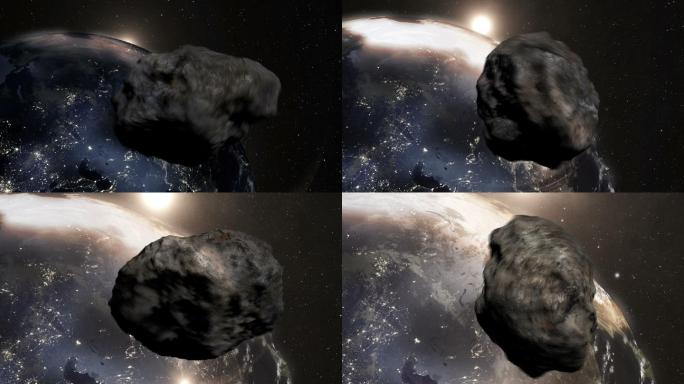 小行星快速飞向地球进行撞击动画