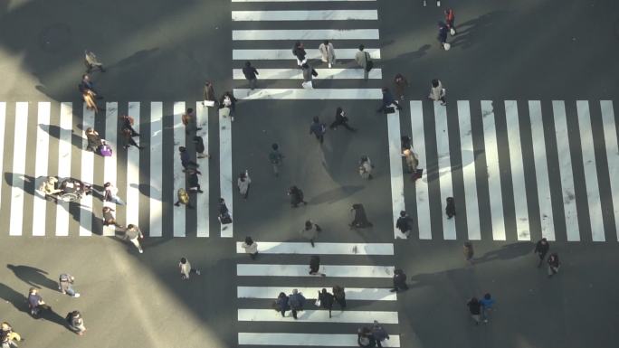 银座十字路口鸟瞰图-慢镜头