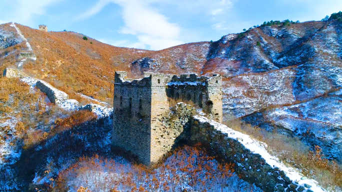 航拍长城雪景城子峪1